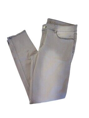 White House Black Market Light Gray Jeweled Skinny Velvety Denim Jeans Size 10